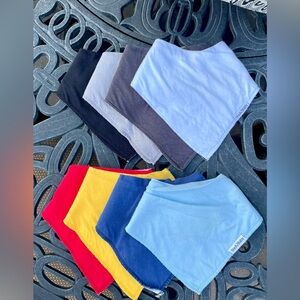 Bundle of 8 different solid color bandana style bibs by The AZ Baby brand